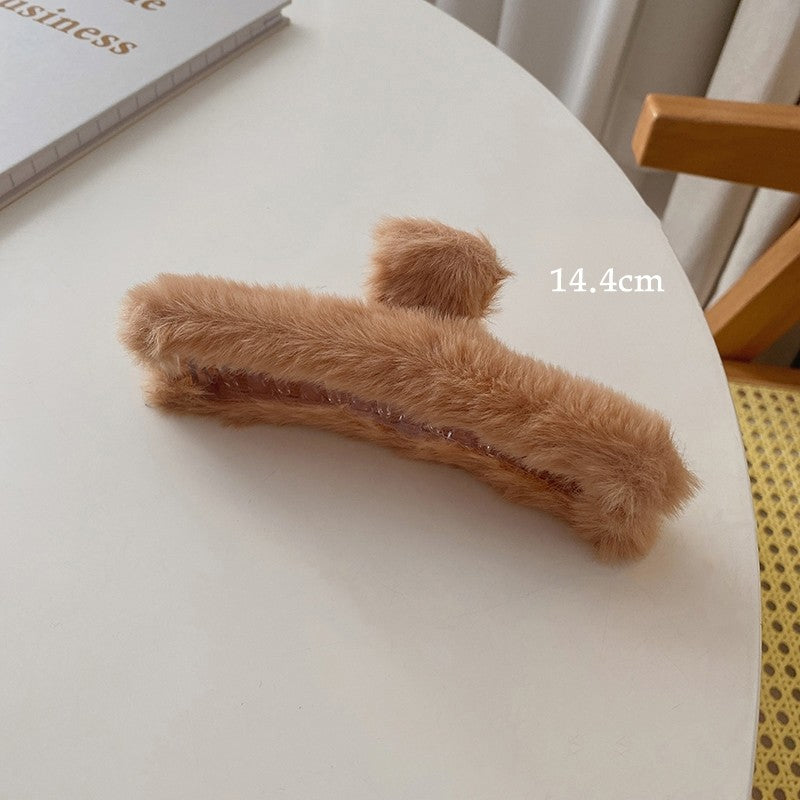 Large Solid Furry Hair Claw Clip