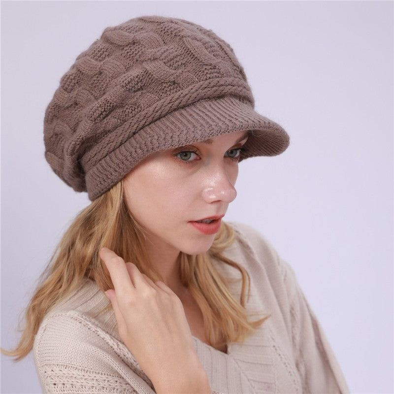 Solid Color Cable Knitted Cap