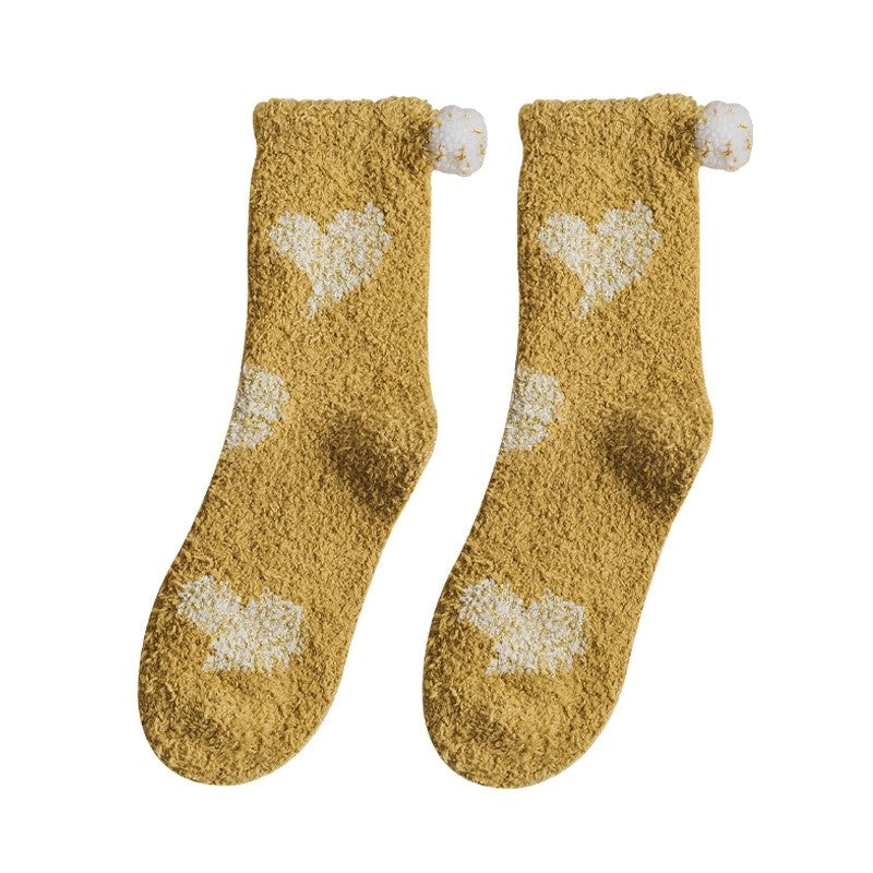 Jacquard Heart Women's Coral Fleece Socks