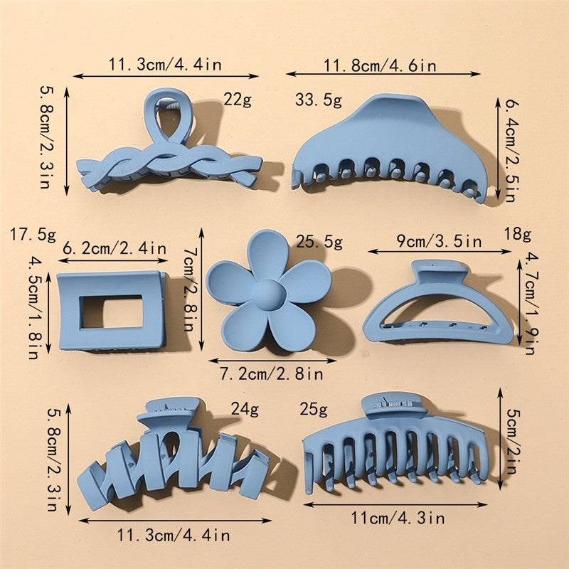 Matte Blue Multi Shape Claw Clip