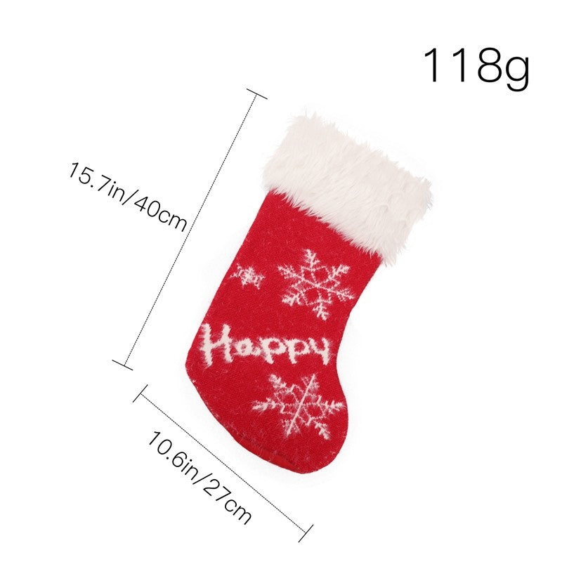 Large Knitted Plush Gift Socks Christmas Decoration