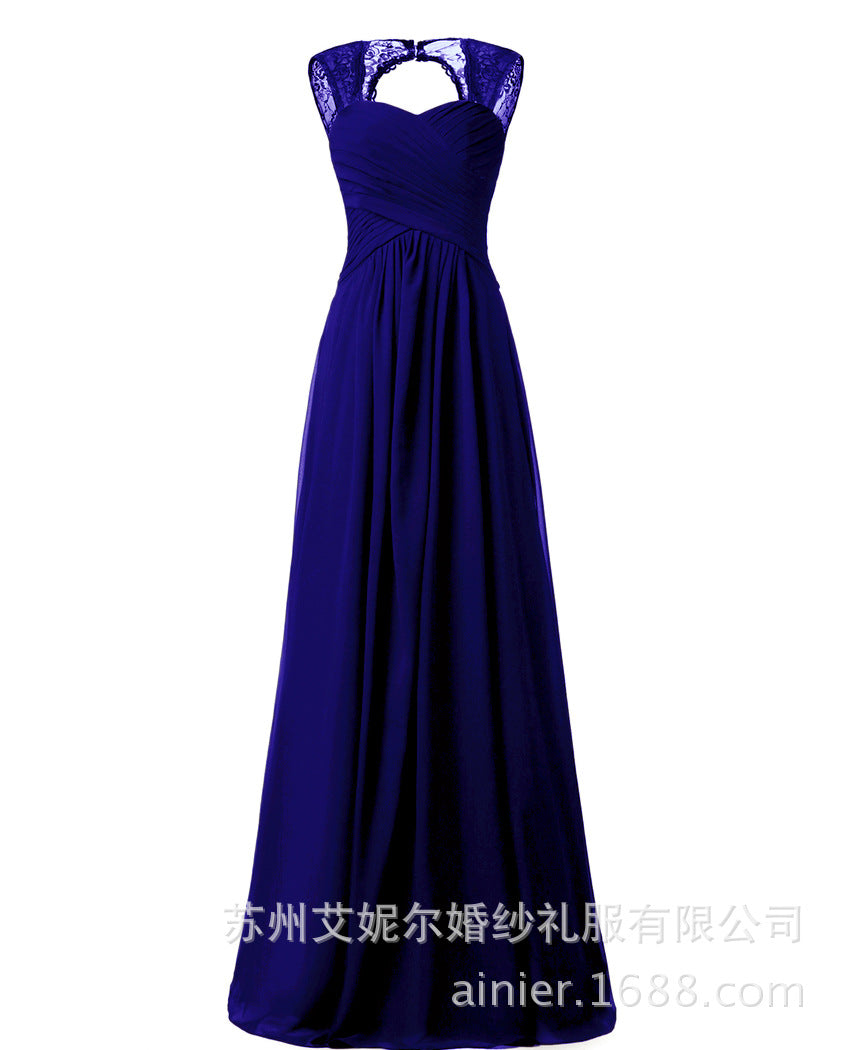 Women Elegant Sleeveless Lace Long Evening Dresses-Dresses-Blue-US2-Free Shipping at meselling99