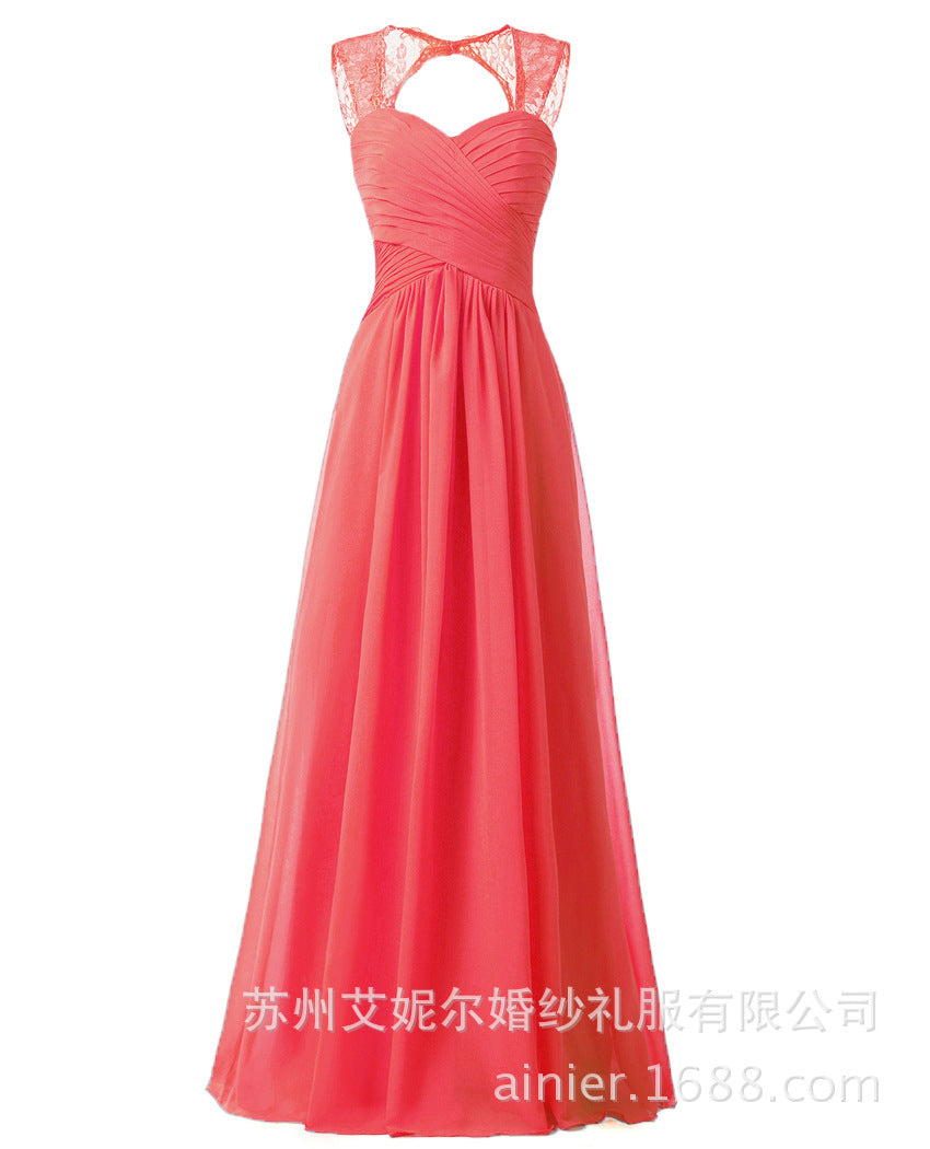 Women Elegant Sleeveless Lace Long Evening Dresses-Dresses-Watermelon-US2-Free Shipping at meselling99