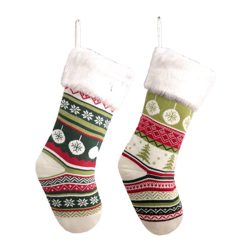Colorful Knitted Sock Candy Gift Bag Christmas Decoration