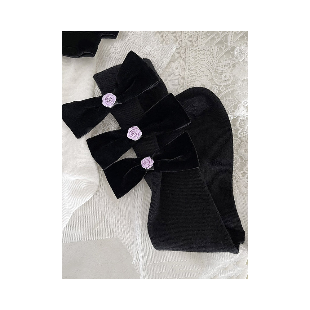 Fashion Bowknot Contrast Color Socks Accessories