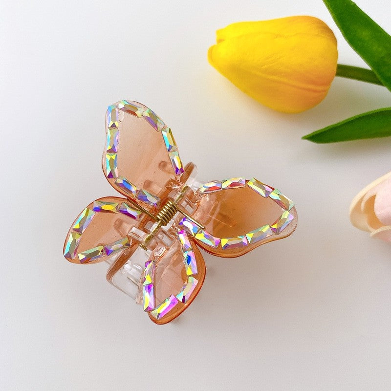 Pearl Rhinestone Butterfly Hair Claw Clip