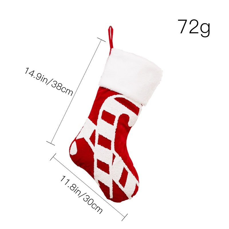 Large Embroidered Snowflake Elk Socks Gift Bag Christmas Decoration