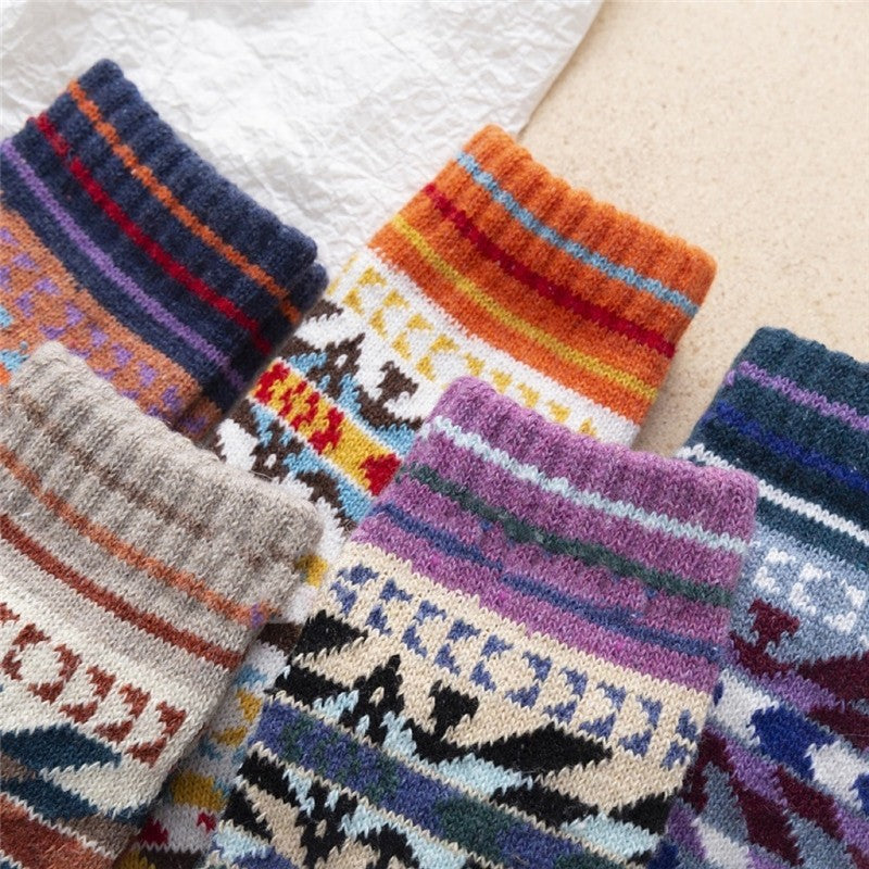 Breathable Thick Wool Mid-Calf Length Sock(A Set Of Five Pairs)