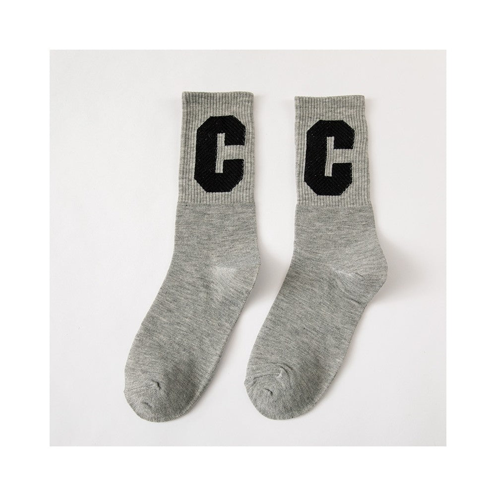 Solid Color Capital Letter C Casual Socks