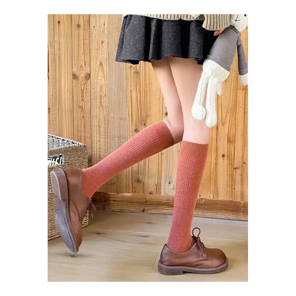 Casual Wool Keep Warm Solid Color Socks Accessories