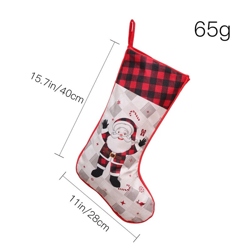 Large Plaid Sock Gift Bag Christmas Decoration