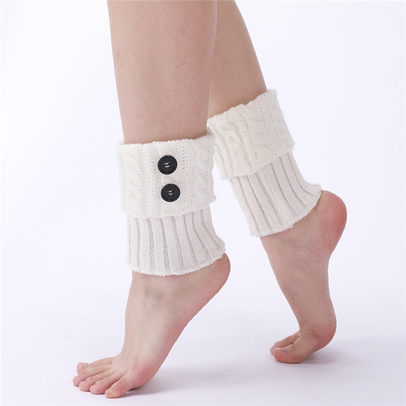 Knitted Cable Button Short Leg Warmers