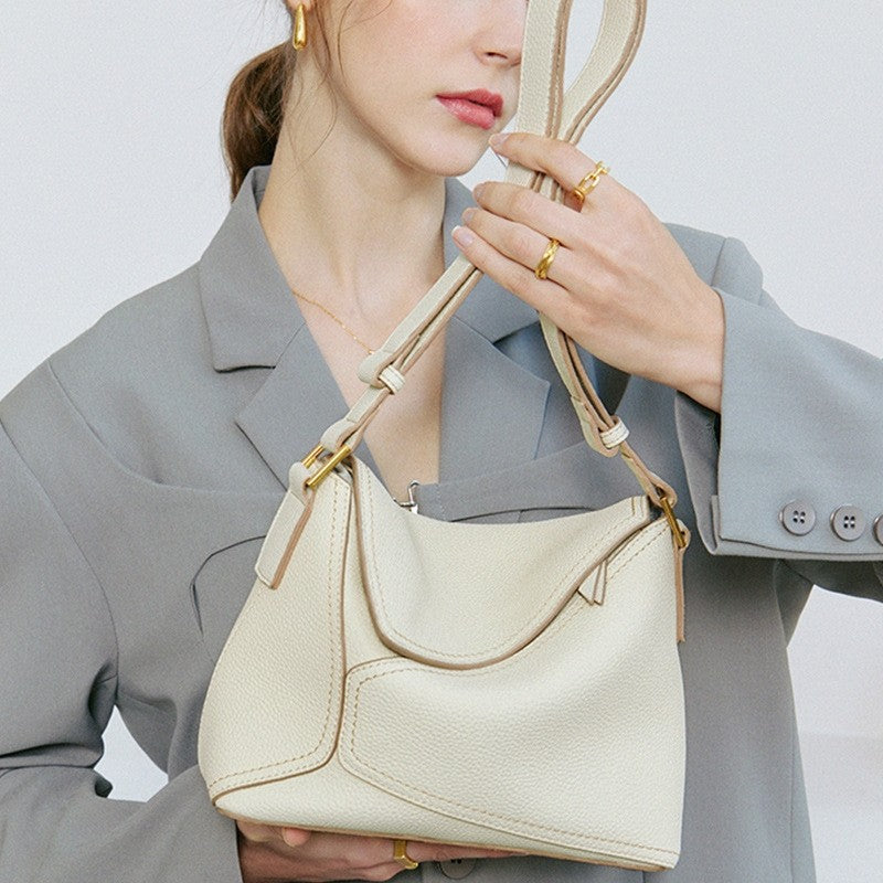 Genuine Leather Geometric Shoulder Bag