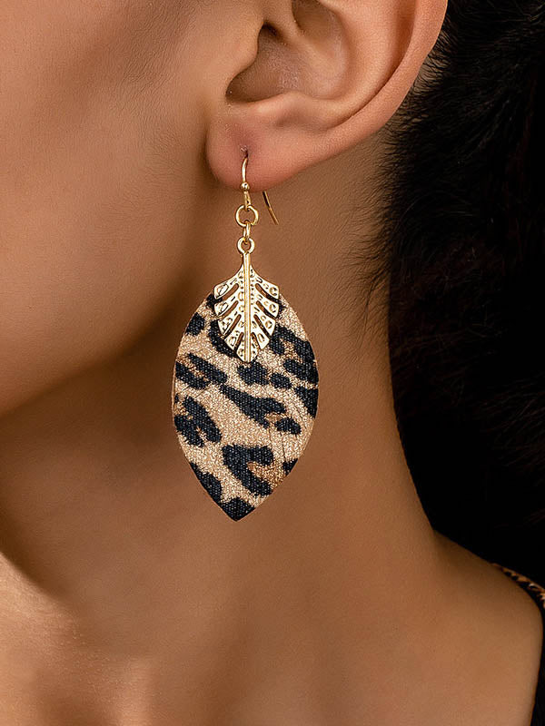 Normcore Geometric Leopard Drop Earrings