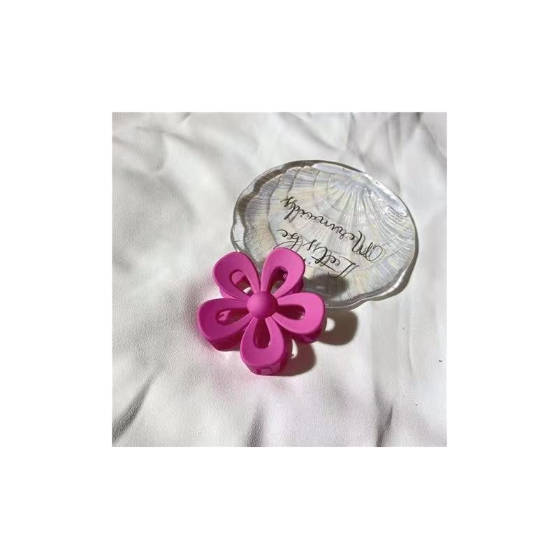 Flower Hollow Solid Color Claw Clip