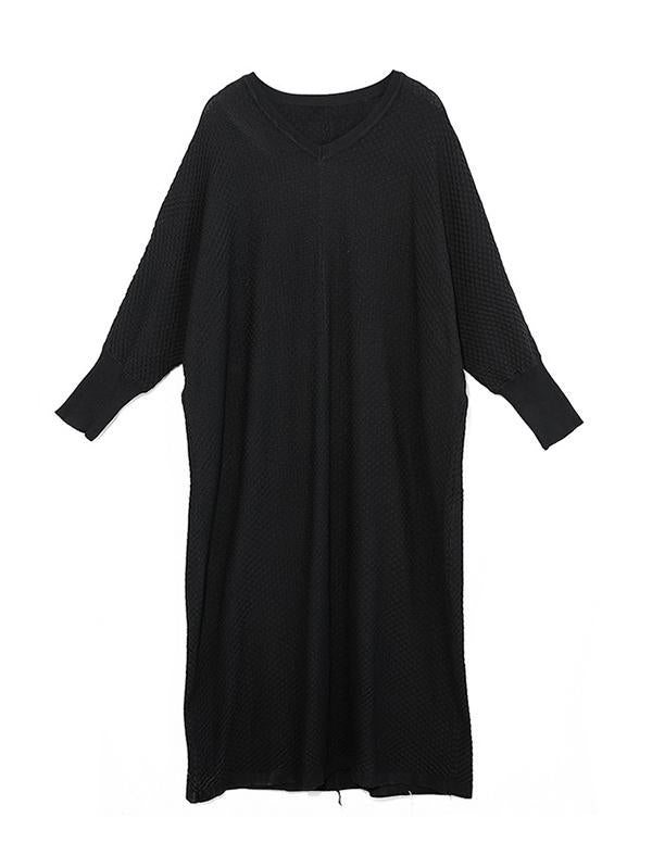 Meselling99 Original Solid V-Neck Sweater Dresses-Maxi Dress-Free Shipping at meselling99