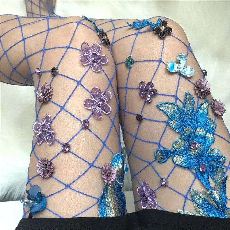 Breathable Embroidered Mesh Grid Socks