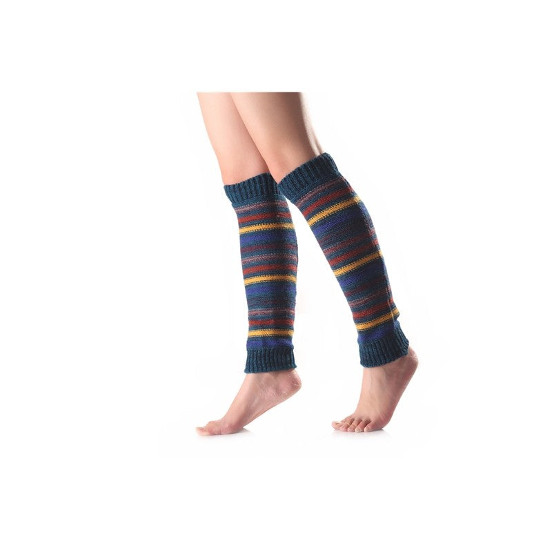 Color Block Striped Mid-Length Knitted Leg Warmers