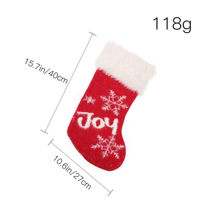 Large Knitted Plush Gift Socks Christmas Decoration