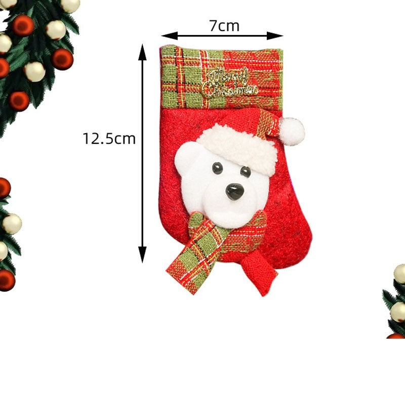 Kids Cute Cartoon Patchwork Christmas Sock Gift Bag