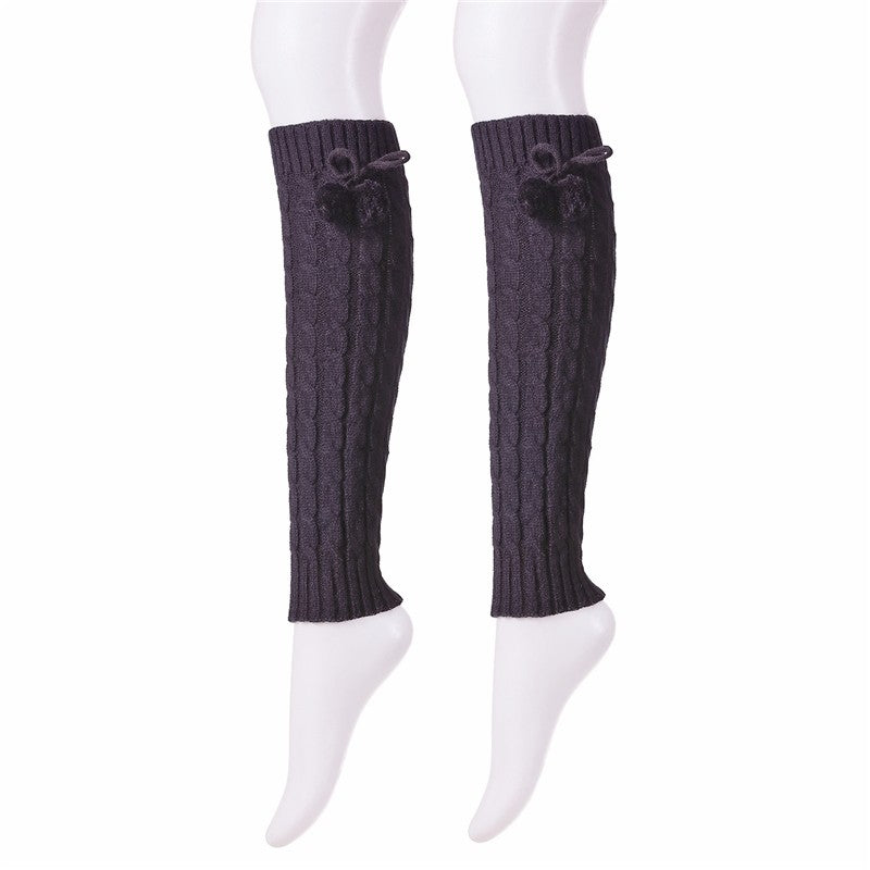 Knitted Eight-Character Braided Pompom Pileup Sock Cover