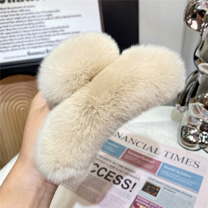 Cute Otter Rabbit Fur Large Claw Clip