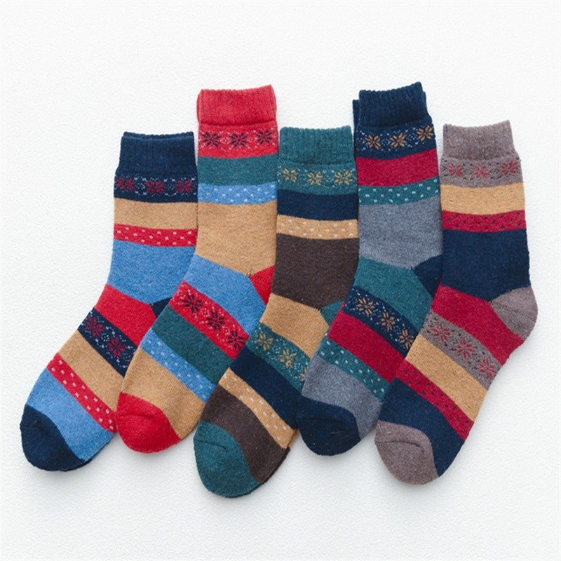 Thick Breathable Print Absorb Sweat Sock(A Set Of Five Pairs)