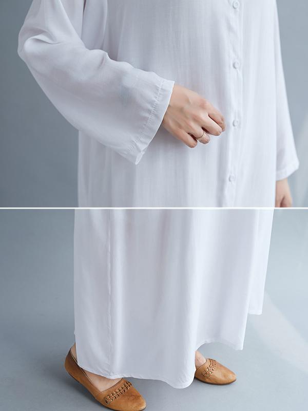 Meselling99 Original Solid Round-Neck Shirts Dress-Maxi Dress-Free Shipping at meselling99