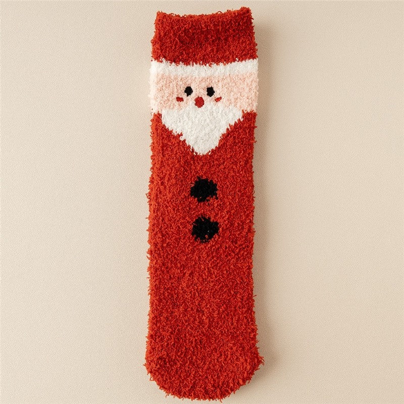 Christmas Cartoon Coral Fleece Terry Socks