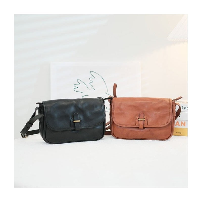 Vintage Leather Crossbody Messenger Bag