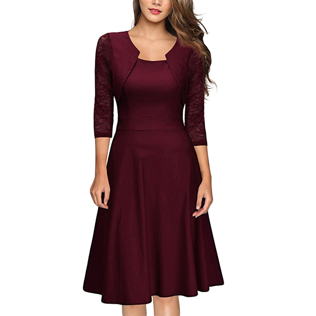 Elegant Vintage Square Neck Lace Short Dresses--Free Shipping at meselling99
