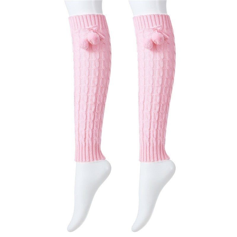 Knitted Eight-Character Braided Pompom Pileup Sock Cover