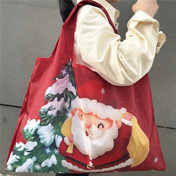 Christmas Print Single Shoulder Tote Bag