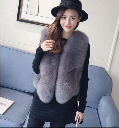 Fashion Women Artificial Fox Fur Sleeveless Vest