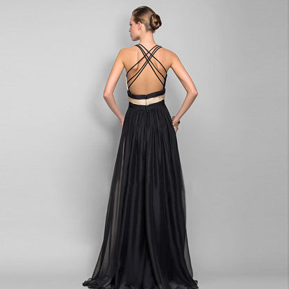 Elegant V Neck Jointing Party Dresses-Maxi Dresses-Free Shipping at meselling99
