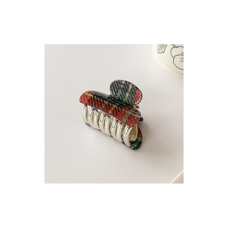 Plaid Print Small Hair Claw Clip