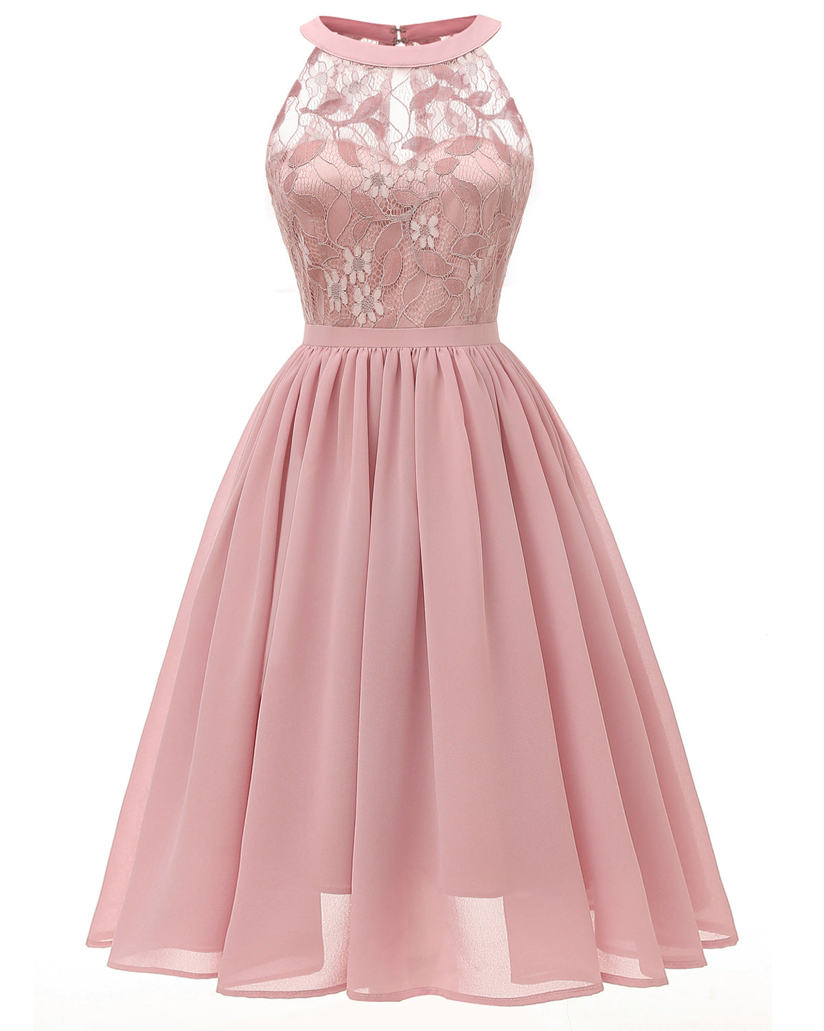 Sexy Summer Chiffon Lace Dresses-Dresses-Pink-S-Free Shipping at meselling99