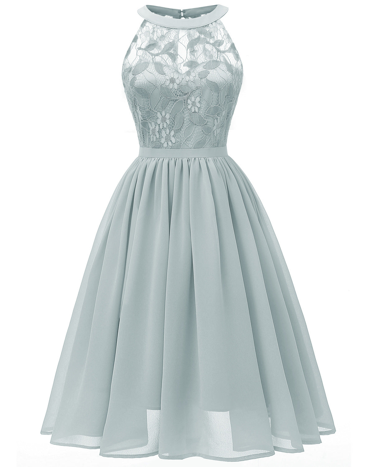 Sexy Summer Chiffon Lace Dresses-Dresses-Gray-S-Free Shipping at meselling99
