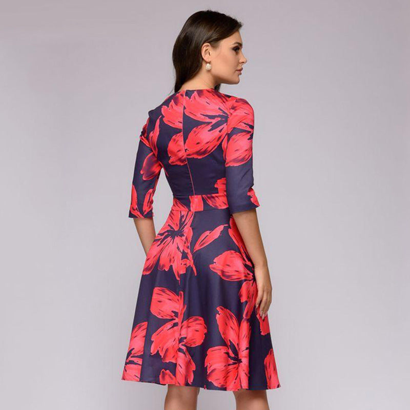 Elegant Women Round Neck Vintage Fall Dresses--Free Shipping at meselling99