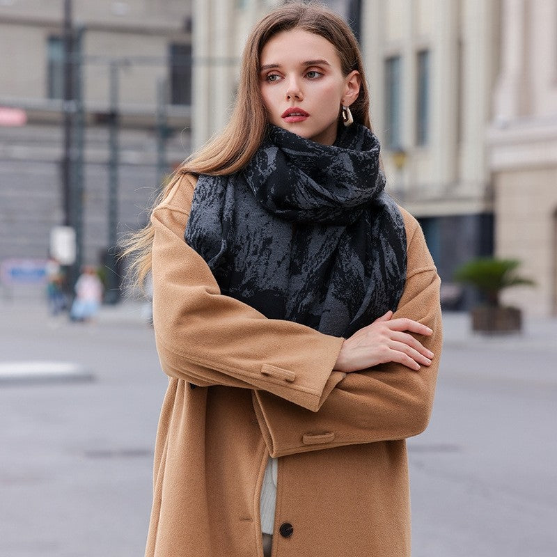 Contrast Color Winter Warm Imitation Cashmere Scarf