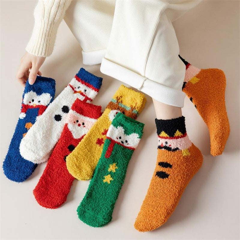 Christmas Cartoon Coral Fleece Terry Socks