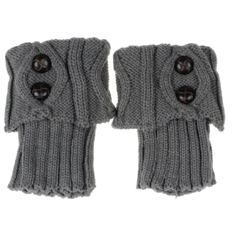 Knitted Short Diamond Flap Buttoned Sock Covers