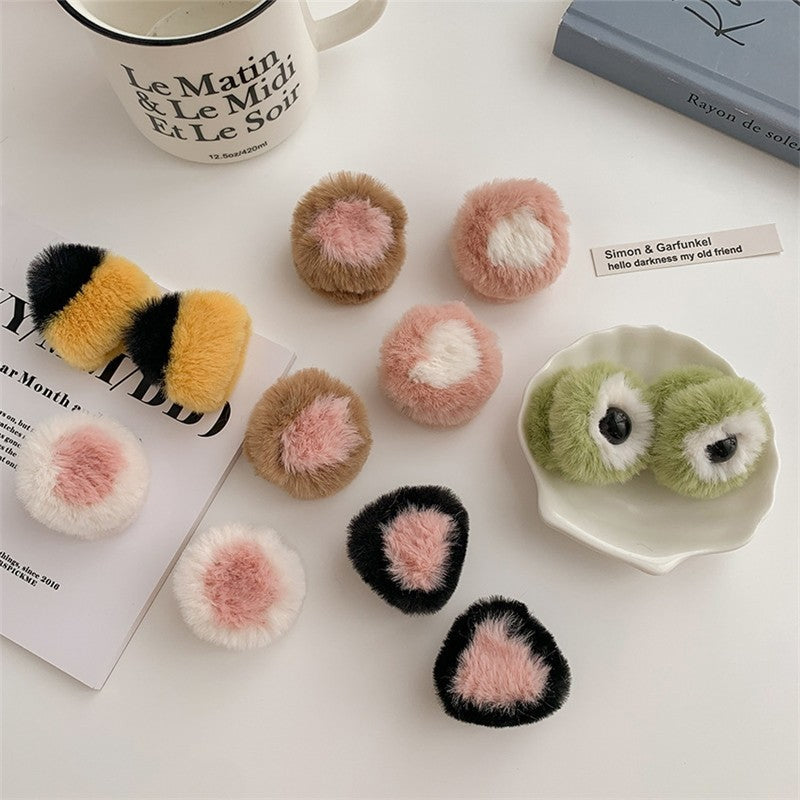 Cute Furry Colorblock Hair Claw Clip
