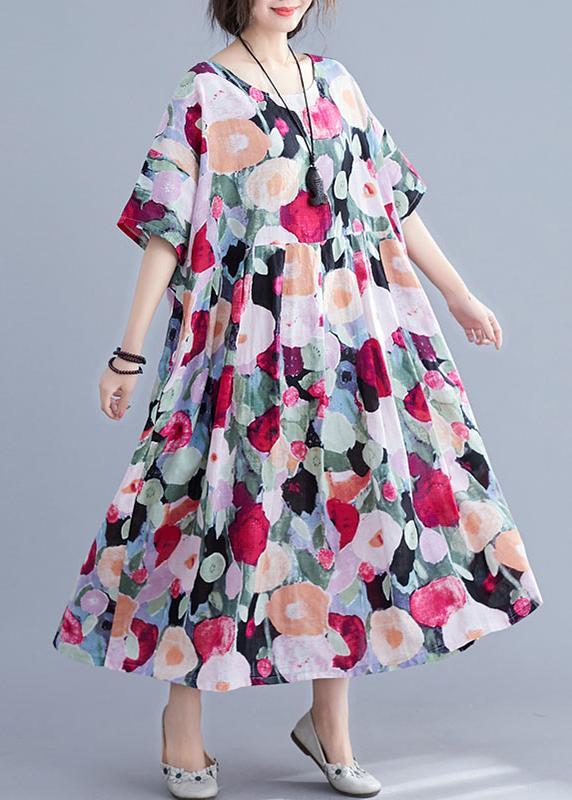 Cozy Floral Long dress half sleeve Cinched Maxi Summer Dresses-Summer Dress Long-One Size-The Same as Picture-Free Shipping at meselling99