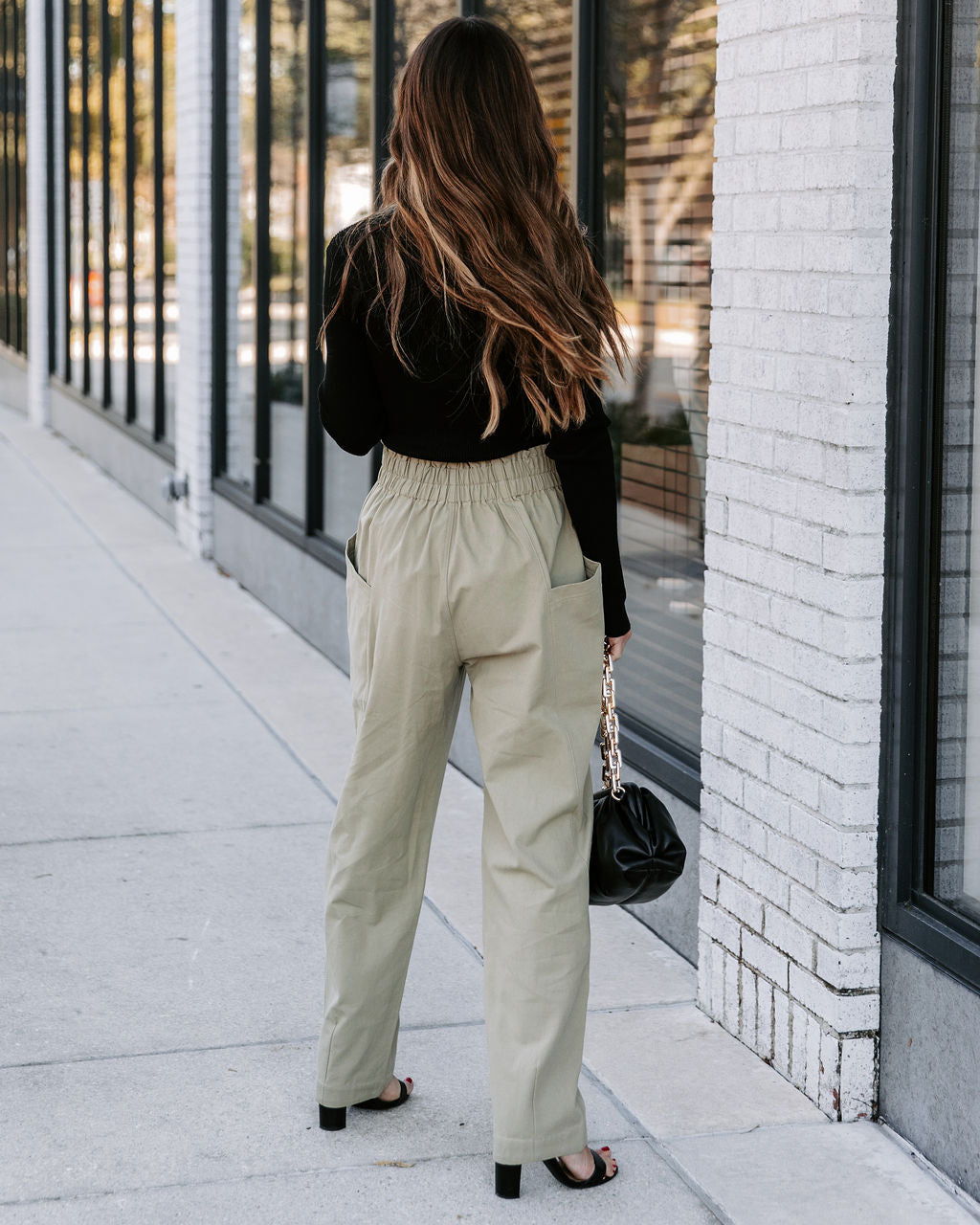 Olivier Cotton Pocketed High Rise Pants - Olive