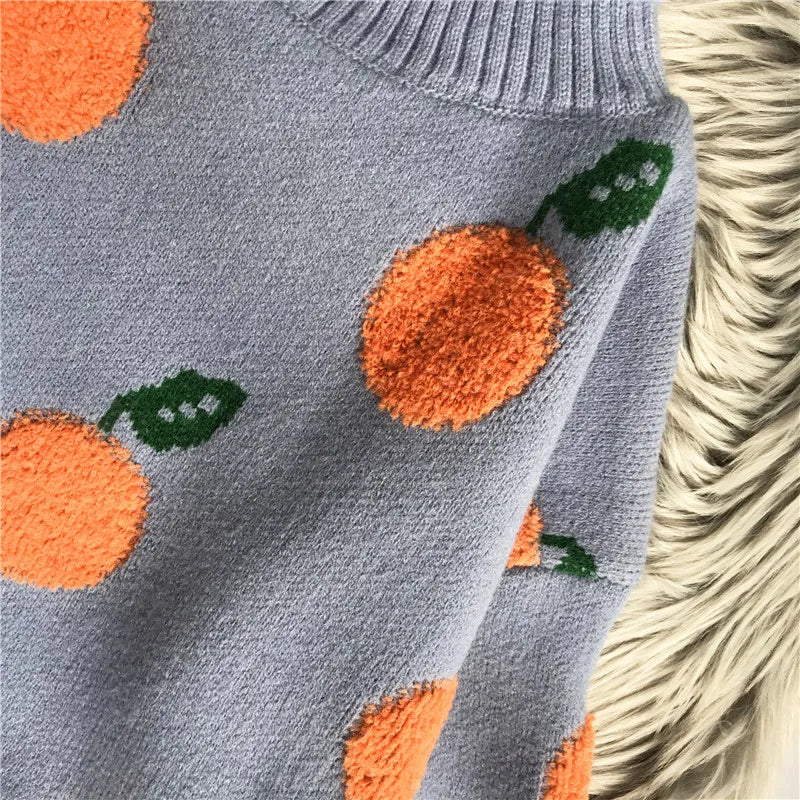 Women's Winter Orange High Neck Sweater
