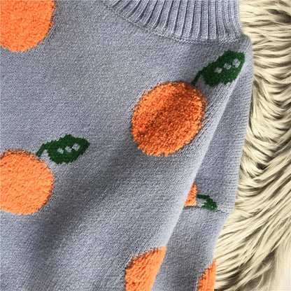 Women's Winter Orange High Neck Sweater