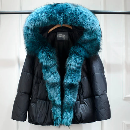 Winter Women Faux Fur Collar Thick Warm Women Hoodies Coat