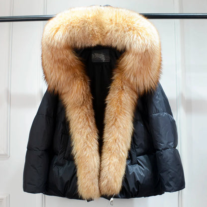 Winter Women Faux Fur Collar Thick Warm Women Hoodies Coat