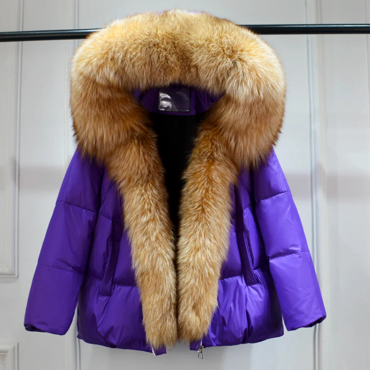 Winter Women Faux Fur Collar Thick Warm Women Hoodies Coat